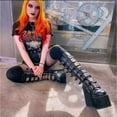 thumbnail image 4 of Botas Punk para mujer, cuñas de plataforma de tacón alto para mujer, botas altas góticas con hebilla y correa, botas largas de cuero de tubo para mujer, Cosplay, 4 of 4