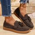 thumbnail image 5 of O-085 Brown Ladies Solid Loafers Round Toe Flat Soft Sole Casual Four Season Fashionable Everyday Versatile Shoes, 5 of 9
