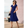 thumbnail image 3 of LASCANA Women's Short Sleeve V-Neck Dress Ruching, 3 of 5