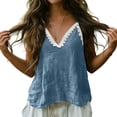 thumbnail image 5 of FDGIU Women's Lace Trim V Neck Spaghetti Strap Camisole, Crinkled Woven Loose Sleeveless Casual Tank Top, 5 of 7