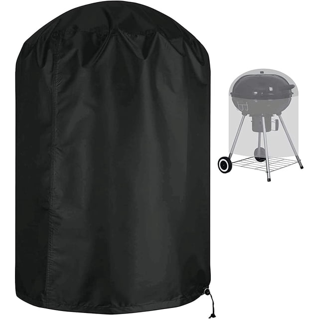 Funda para Barbacoa Esférica Impermeable Resistente al Desgarro Tela Oxford 210D Anti-UV con Correa Lateral Resistente al Viento Negro Φ70x70 cm