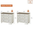 thumbnail image 5 of Set of 2 Nightstand with 6 Drawers, Large 6 Drawers Wooden Bedside Table Night Stand, Farmhouse Wide Sofa Side End Table Chest of Dresser for Living Room, Bedroom, Rustic White, 5 of 7