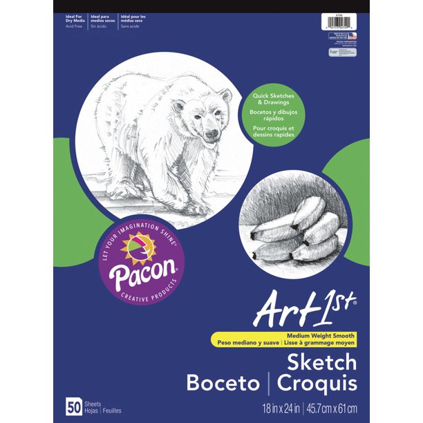 Art1st Easel Drawing Pad, 18 x 24 Inches, 50 lb, 50 Sheets Walmart