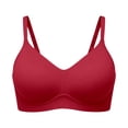 thumbnail image 4 of KHONTS Seamless Wireless Bras for Women Push up V Neck T-Shirt Bras No Underwire Supportive Full Coverage Bralettes Red S, 4 of 4