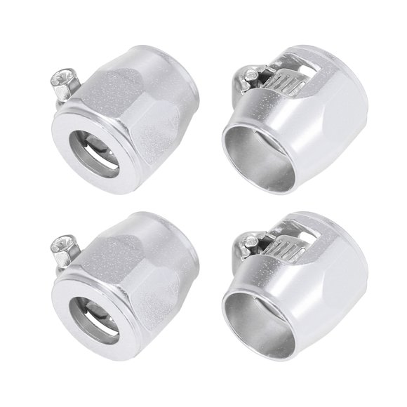 Unique Bargains 4pcs AN12 Hex Gold Tone Car Hose Finisher Clamp Adapter Line End Cover Connector