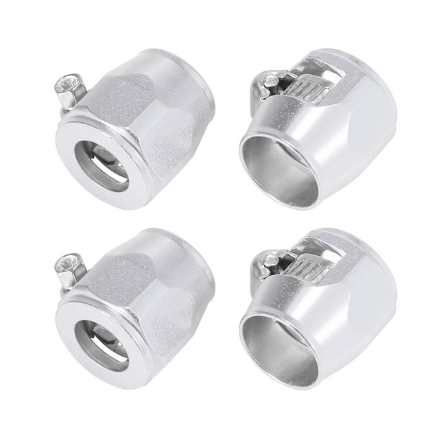 Unique Bargains 4pcs AN12 Hex Gold Tone Car Hose Finisher Clamp Adapter Line End Cover Connector