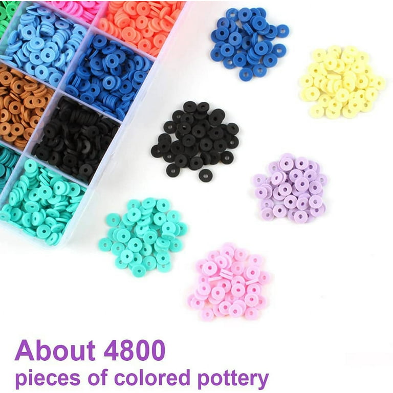 6mm 5200pcs Premium Polymer Clay Beads for Bracelets 24 Bright Colors with 900 P