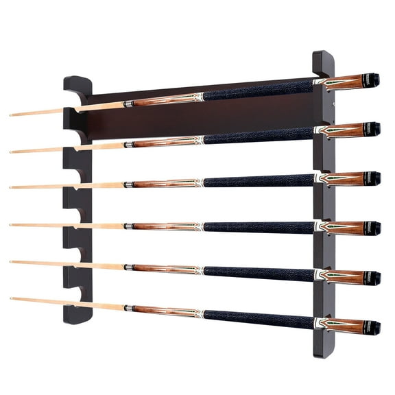 6 Sticks Pool Cue Rack Wall Mounted, Horizontal Storage, Billiard Cue Holder for Home Games Rooms, Garages, Restaurants, Billiard Halls