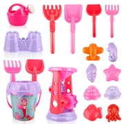 Princess Castle Beach Set Toy for Girls Dump Truck, Sand Wheel, Bucket, Play Tools and Molds (17 Pcs Playset)