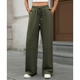 thumbnail image 5 of NJWS Womens High Waisted Drawstring Sweatpants Wide Leg Baggy Lounge Jogger Pants with Pockets, 5 of 9