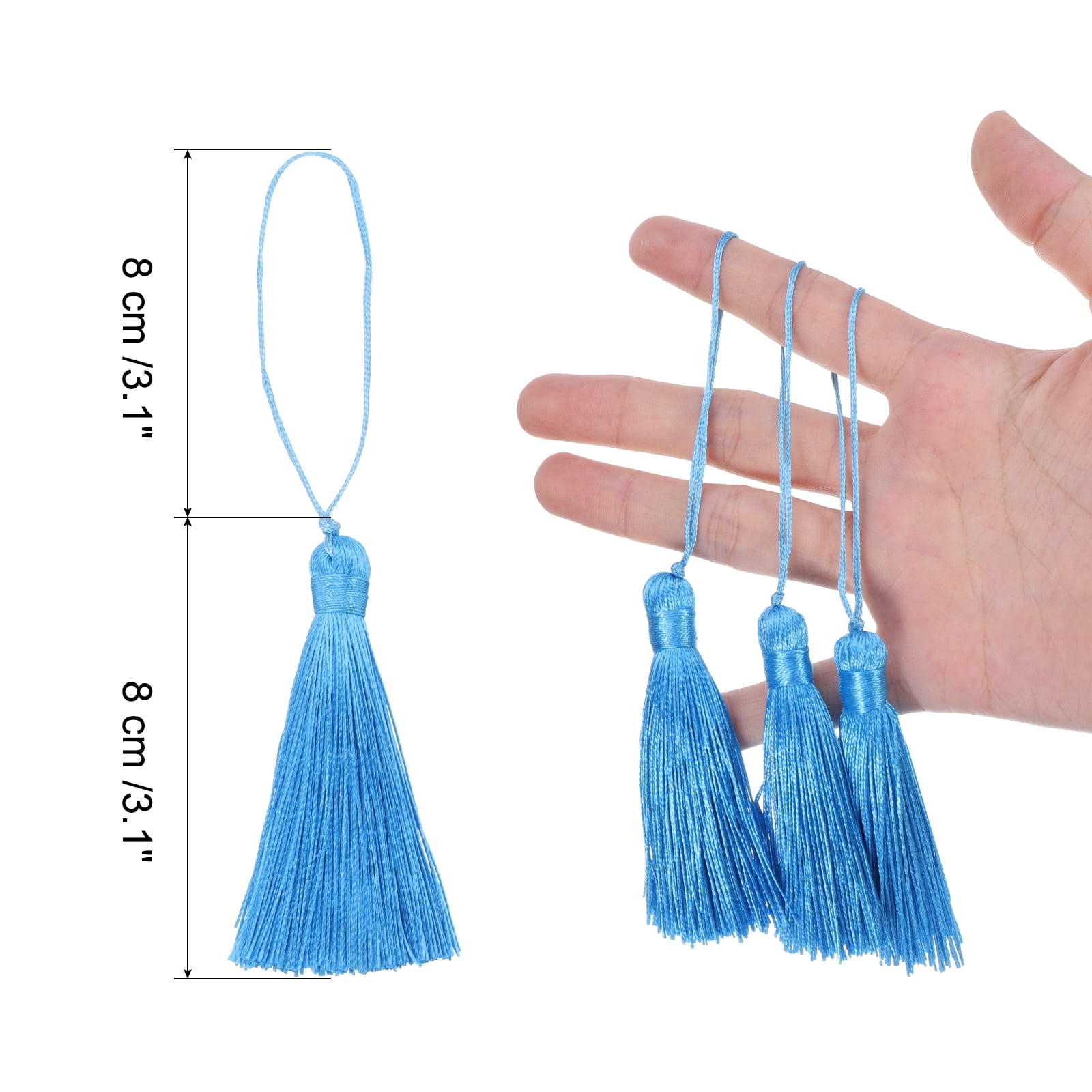 Unique Bargains Mini Bookmark Tassels Handmade Floss Craft for Jewelry Making Lake Blue