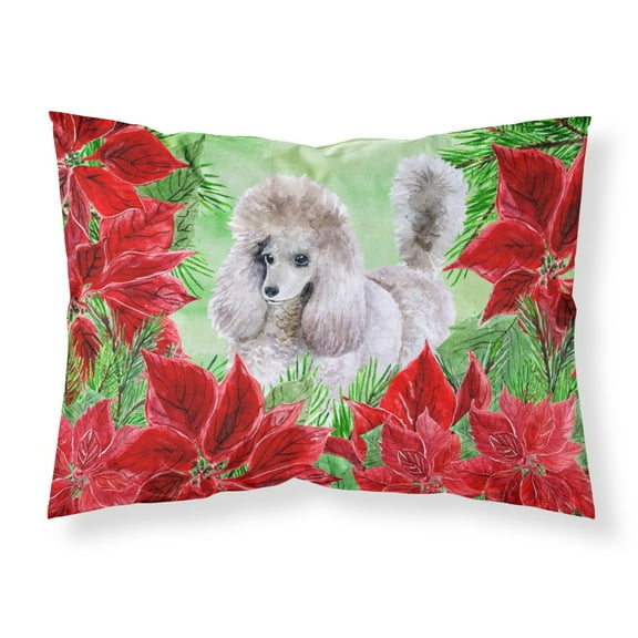 Poodle Poinsettas Fabric Standard Pillowcase