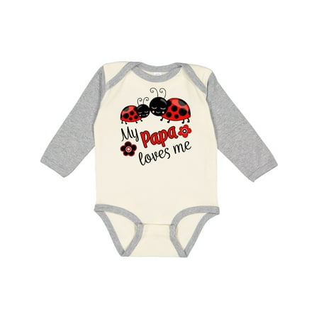 

Inktastic My Papa Loves Me with Cute Ladybugs Gift Baby Boy or Baby Girl Long Sleeve Bodysuit