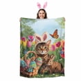 thumbnail image 2 of Throw Blanket Fleece Throw Blanket 40x50in, Spring Easter Cute Bunny Cat Soft Lightweight Bed Blankets Watercolor Eggs Flowers Fuzzy Couch Blankets for All Season, 2 of 9