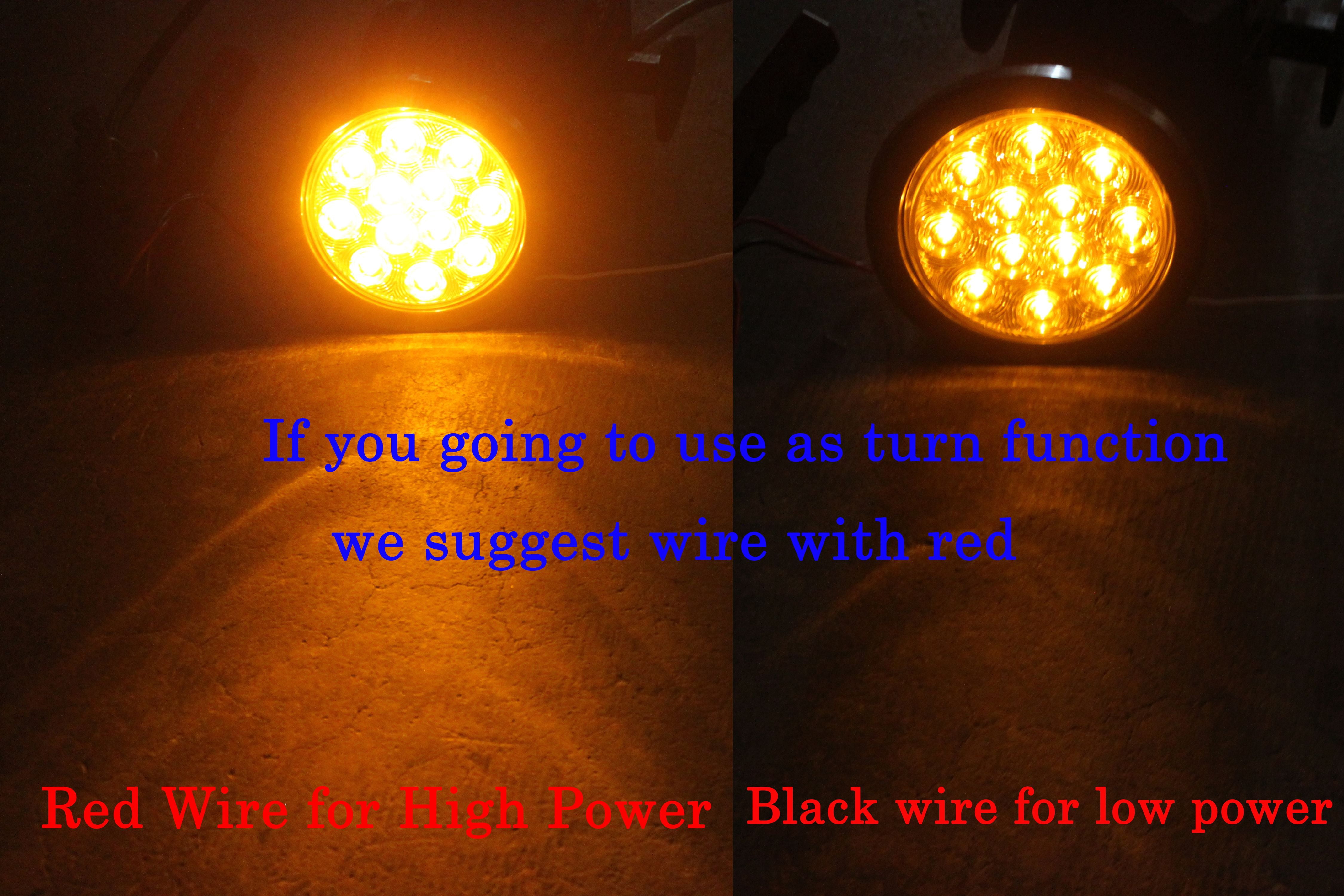 Sparkling LED 4" Amber Yellow Round TURN TAIL SIGNAL PARKING Light w Grommet Pigtail Kit for Truck Trailer DOT SAE Approved