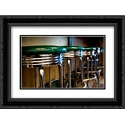 Retro Bar Stools I 2x Matted 24x18 Black Ornate Framed Artwork Print by Berzel, Erin by FrameToWall
