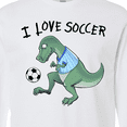 thumbnail image 4 of Inktastic I Love Soccer-dinosaur in Blue Long Sleeve T-Shirt, 4 of 5