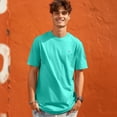 thumbnail image 4 of Dalix Lil Alien Midweight Garment Dye Soft Tee Short Sleeve Cotton Shirt Mens in Sea Green XS X-Small, 4 of 5