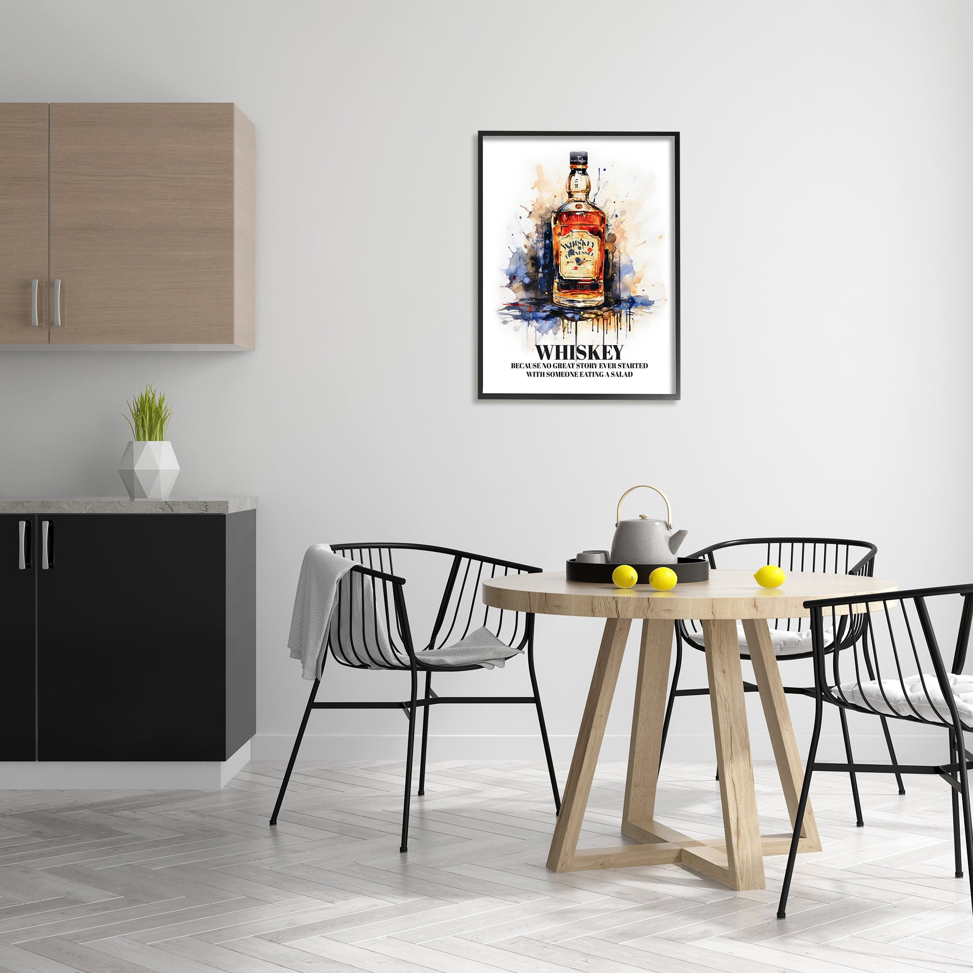 Stupell Industries Funny Whiskey Phrase Food & Beverage Painting Black Framed Art Print Wall Art, 24 x 30