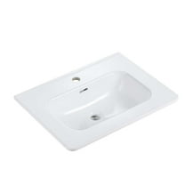 CITTANEO 24 inch Integrated glossy white ceramic basin, Vessel Bathroom Vanity Sink Without Drain and Faucet