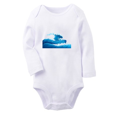 

Babies Nature Pattern Sea Wave Rompers Newborn Baby Unisex Bodysuits Infant Jumpsuits Toddler 0-12 Months Kids Long Sleeves Oufits (White 0-6 Months)