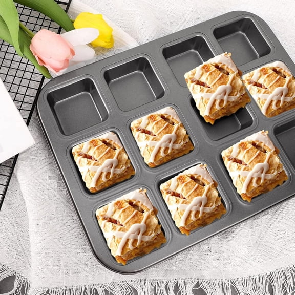 HonestMatter Brownie Pan, Baking Sheet, Bread Pan, 12 Cup Square Non Stick Baking Pan for Cakes and Puddings, Kitchen Essentials, Stainless Steel