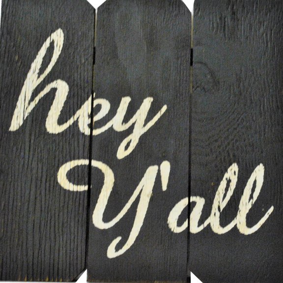 16 in x 16 in. "Hey Y'all" by Rough Cut Décor Wood Wall Art