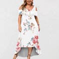 thumbnail image 5 of USSUMA Boho Dress for Women, Summer Plus Size Maxi Dress Women Floral Print Sexy Cold Shoulder Short Sleeve Long Dress Elegant Beach Party Swing Dress, 5 of 5