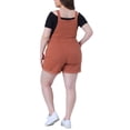 thumbnail image 3 of Overoles cortos de mezclilla para mujer de tallas grandes Agnes Orinda con dobladillo enrollado y bolsillo 1X Caramelo, 3 of 6