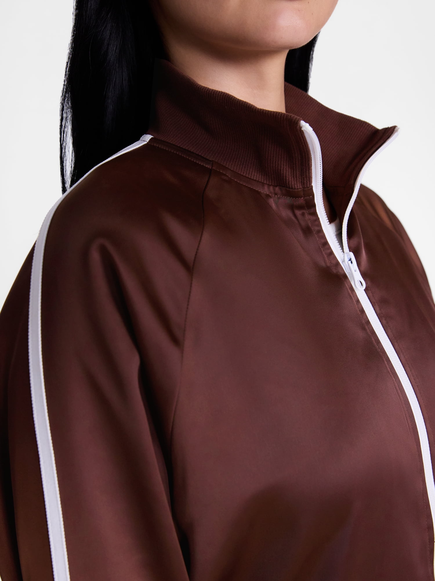 Madden NYC Women's Satin Track Jacket with Racing Stripes, Sizes XXS-XXL