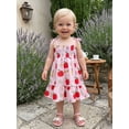 thumbnail image 6 of BemeyourBBs Toddler Girls Back to School Dress Kids Kindergarten Outfits Baby Girl First Day of School Outfit Strap Tie-up Sleeveless Plaid Apple Printed Summer Ruffled Dress, 6 of 9