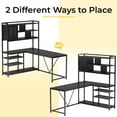 thumbnail image 5 of 58'' L Shaped Computer Desk with LED Light and Bookshelf, Modern Corner Office Desk with Storage Shelves, Home Office Desk, 5 of 7