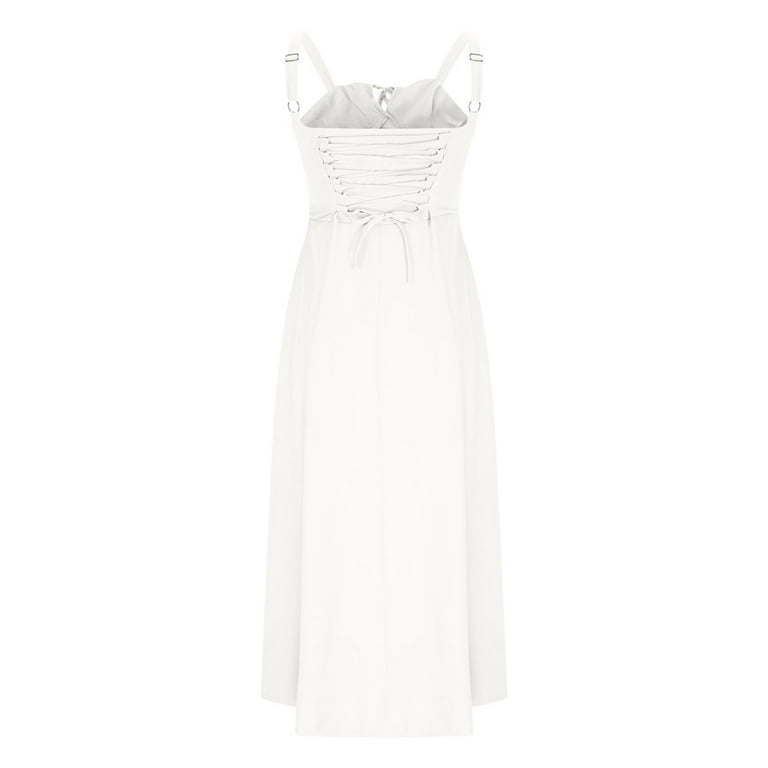 womens white summer dresses Wedtrend Women White Casual Dress Short Sleeves V Neck Midi Summer Dress –  WEDTREND