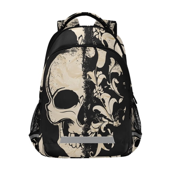 ALAZA Cool Skull Skeleton Backpack Elementary School Bag Bookbag Travel Rucksack
