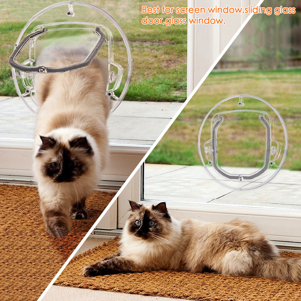 WALFRONT Pet Door Cat Flap Door 4 Way Locking Cat Doors for Cats, Small ...