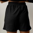 thumbnail image 3 of BLOCLOALO Casual Shorts Active Shorts Women's Summer Ribbed Knit Elastic Drawstring Waist Casual Beach Shorts Pockets Elastic Waist Shorts Drawstring Shorts Comfy Shorts Black L, 3 of 9