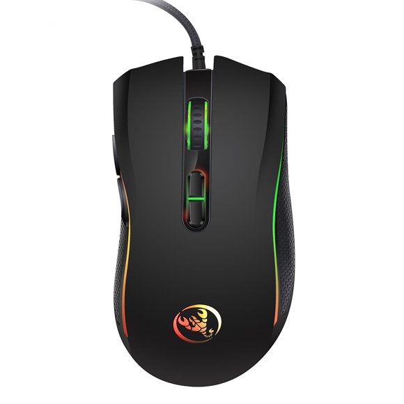 HXSJ HXSJ A869 Souris de Jeu Illuminée RGB avec 4 Réglages DPI Réglables jusqu'à 3200, Design Ergonomique pour le Confort, Filaire USB 2.0, Compatible avec Windows & Mac, Noir