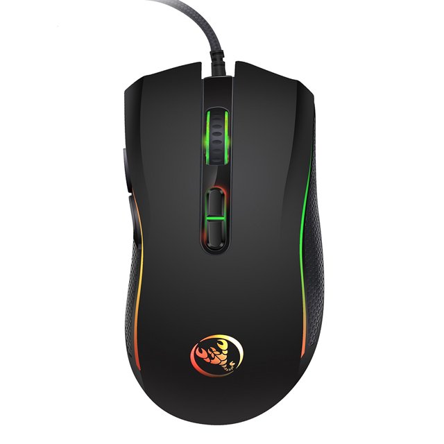 HXSJ HXSJ A869 Souris de Jeu Illuminée RGB avec 4 Réglages DPI Réglables jusqu'à 3200, Design Ergonomique pour le Confort, Filaire USB 2.0, Compatible avec Windows & Mac, Noir