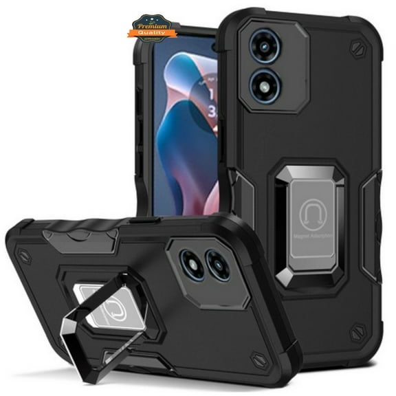 For Motorola Moto G Stylus 5G 2024 Hybrid 2 in 1 Hard PC TPU Heavy Duty Rugged Bumper Shockproof with Magnetic Ring Kickstand Phone Case Cover by Xpression - Black