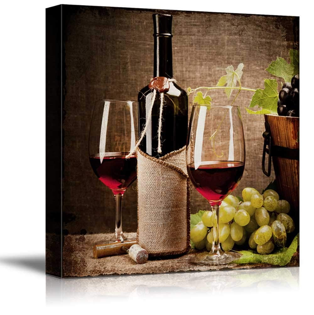 Modern Vins Red Wine Cup Bottle Canvas Paintings Wall Art Picture Set Bar Dining 