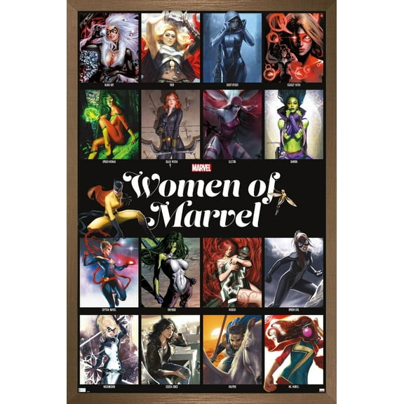 Marvel - Women of Marvel - Grid Wall Poster, 14.725" x 22.375", Framed