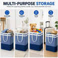 thumbnail image 4 of 2 Pack 75L Laundry Basket, Collapsible Laundry Hamper with Reinforced Handles, Freestanding Waterproof Clothes Hamper for Bedroom, Bathroom, Dorm, Closet, Blue, 4 of 8