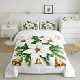 thumbnail image 2 of Feelyou White Rustic Floral Full Size Comforter Sets, Gold Christmas Bell Bedding Comforter Set, Vintage Festival Reversible Bedding Sets, Breathable Home Decor,3 Pieces, 2 of 8