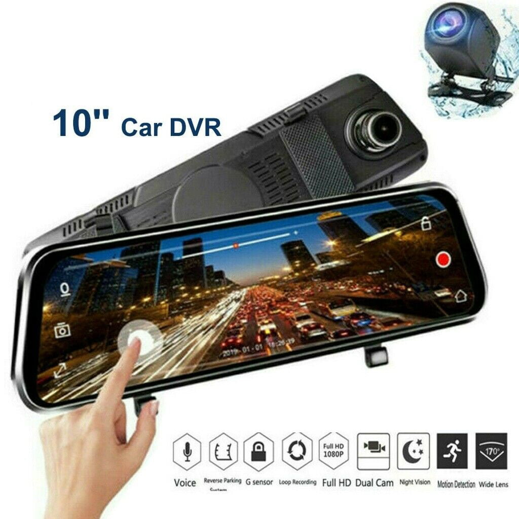 10" Full HD Touch Stream Rear View Mirror DVR Video Recorders Car Dash Camera 