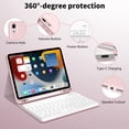 thumbnail image 5 of Aoub Keyboard Case for iPad Air 11'' 2024 M2, iPad Air 5th/4th Generation 10.9 Inch 2022/2020 Soft TPU Bakc Magnetic Detachable Wireless Bluetooth Keyboard Case with Pencil Holder, Pink, 5 of 8