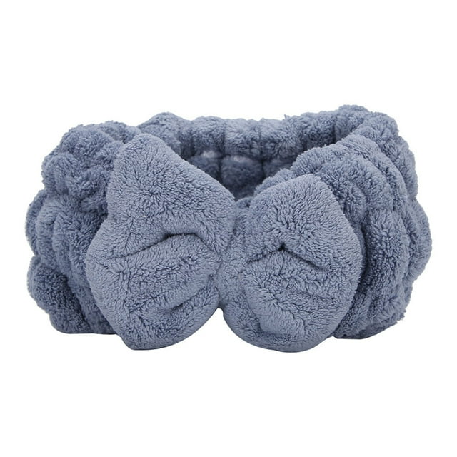 Diadema con lazo de vellón coral, fuerte absorción de agua, maquillaje, cosmética, accesorios para el cabello, azul