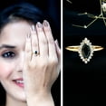 thumbnail image 3 of Rosec Jewels Certified Lab Grown Black Diamond Marquise Engagement Ring with White Diamond Halo - AAAA Grade - with Jewelry Box, 18K Yellow Gold, US 5.50, 3 of 8