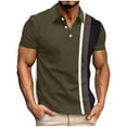 thumbnail image 2 of Handshe Mens T-Shirts Short Sleeve Button Casual Stylish Basic Tees Work Striped Shirts Henley Summer Lightweight Stretch Top, 2 of 4