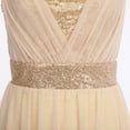 thumbnail image 6 of IBTOM CASTLE Women Sleeveless Sequin Elegant Lyrical Dance Long Dress Ballet Flowy Chiffon Mesh Tulle Skirt Dance Wear L Champagne, 6 of 8