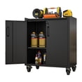 thumbnail image 2 of Izzovium Metal Garage Cabinet on Wheels, 34.65H Tool Storage with Lock, Black Organizer, 2 of 16